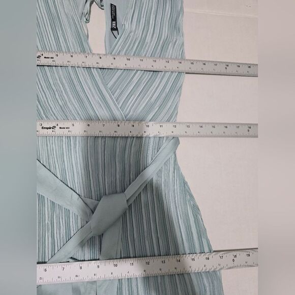 NWT Zara Pleated Romper Dress Size Xs In Green - Picture 7 of 12